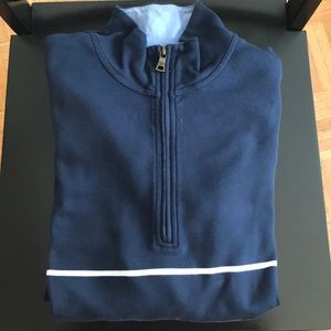 Navy Sweater with White Stripes